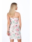 Tailliertes, elegantes Kleid mit rosa Blumen MP60389 – Online-Shop – Boutique